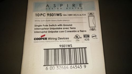 COOPER WIRING DEVICES 9501WS ASPIRE SINGLE POLE SWITCH WHITE SATIN SEE PICS #A76