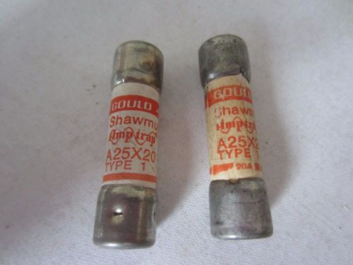 Lot of 2 Gould Shawmut A25X20 Fuses 20A 20 Amps Tested