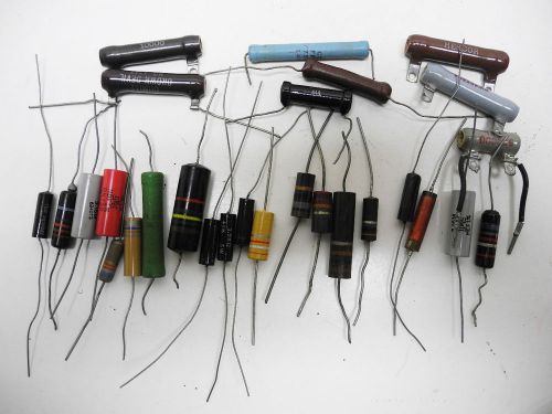 Lot of 28 New 1 watt and Higher Resistors in Various Types and Values
