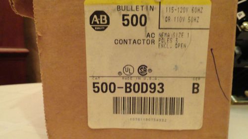 Allen Bradley 500-BOD93 Contactor 115 VAC coil NEW