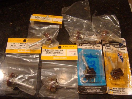 7 Vintage Rotary Switches (3) 2 Pole 6 Position  (2) 2 Pole 5 Position (2) Extra
