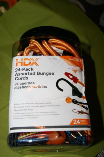 Hdx 24-pack assorted bungee cords 4x30 adjustable+2x40 in +2x32+2x24+2x18+8x10 for sale