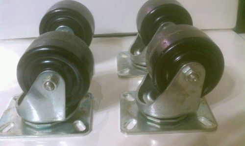 Four wagner heavy duty casters 3 inch wheels and ball bearing swivels 500lb for sale