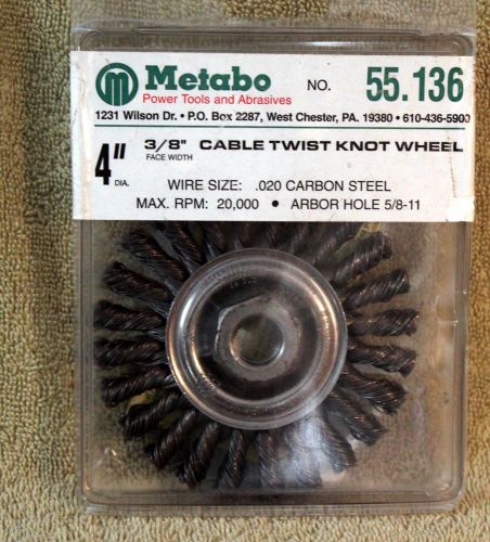 Metabo 4&#034; x 3/8&#034; Cable Twist Knot Wheel No 55.136 .20 Carbon Steel NIP