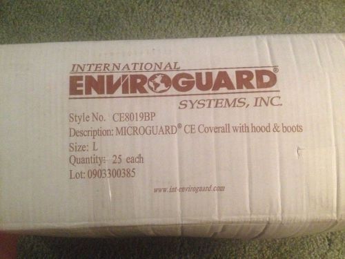 INT. ENVIROGUARD MicroGuard CECOVERAL W/Hood &amp; Boots CE8019BP SZ LRG CASE OF 25