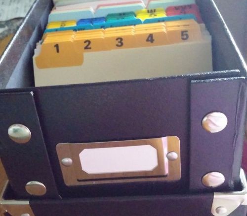 Snap-n-store 3x5 index card box, black, with filing system included for sale