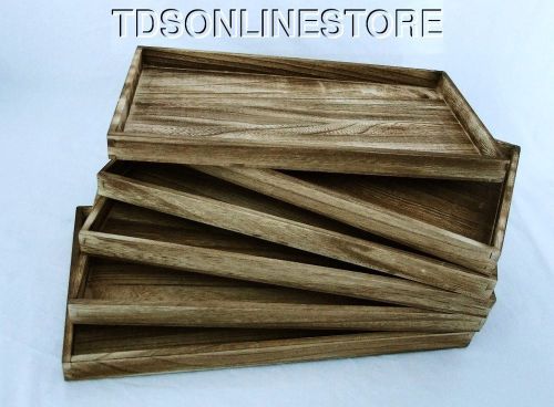 Package Of 6 Rustic Antique Oak Color Wood Jewelry Trays