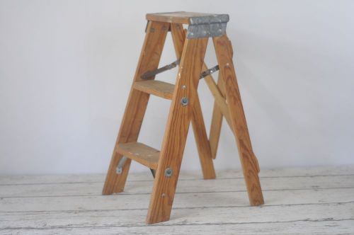 Vintage wood ladder step ladder step stool paint splatters for sale