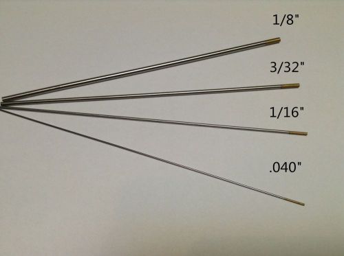 12 PCS,1/8&#034;,3/32&#034;,1/16&#034;,.040&#034;* 7&#034;Gold WL15,1.5% Lanthanated Tungsten Electrodes