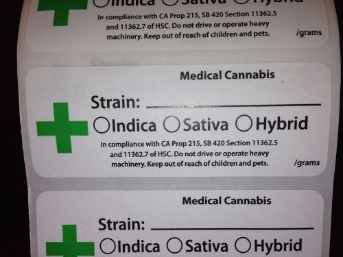 Green Cross Medical Marijuana Strain Labels 1000 Pcs Roll - CA. State Compliant