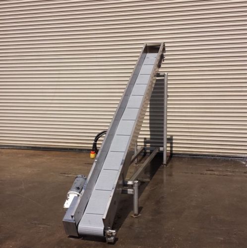 10” x 12’ Long SS Cleated Decline Food Grade Conveyor, Conveying
