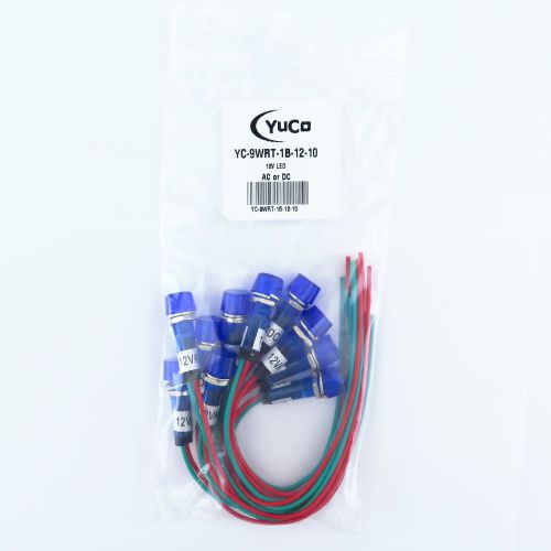 10 yc-9wrt-1b-12 12v ac/dc mini led 9mm blue pilot light cylindrical cap for sale