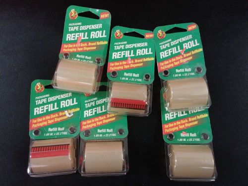 Duck Packaging Tape Dispenser REFILL ROLL 1.89&#034; X 22.2 yds (6 Rolls)