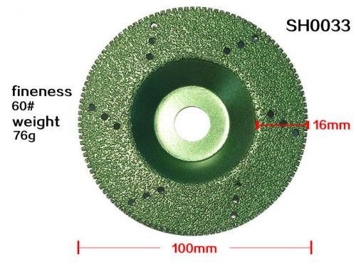 1pc 4&#034; 60# Dark Green Grinding Wheel Disc with Hole Jagged Edge Diamond Brazed