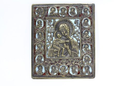 ANTIQUE HANDMADE EASTERN ORTHODOX CHRISTIAN ANGEL RELIGIOUS ICON METAL PLATE