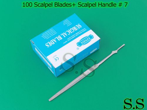 100 Scalpel Blades #11 + Scalpel Handle #7 Surgical Dental ENT Instruments