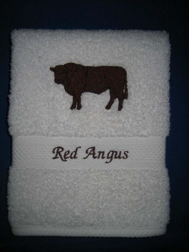 Red Angus - Hand Towel - Embroidered Bull