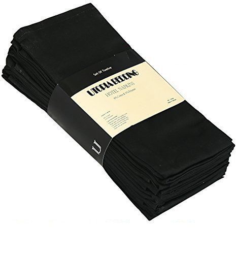 Utopia 12 Premium Cloth Napkins Soft and Durable Generous Size 18&#034; x 18&#034; Black