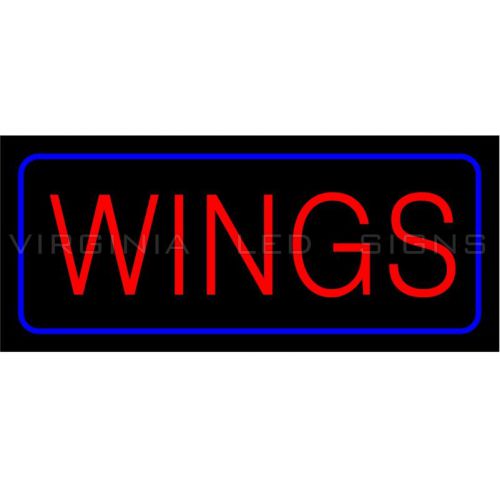 Wings LED SIGN neon looking 30&#034;x13&#034; Pizza HIGH QUALITY VERY BRIGHT RED BLUE