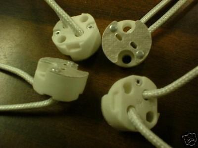 (4 PC) CERAMIC HALOGEN BI-PIN LAMP SOCKETS, NEW