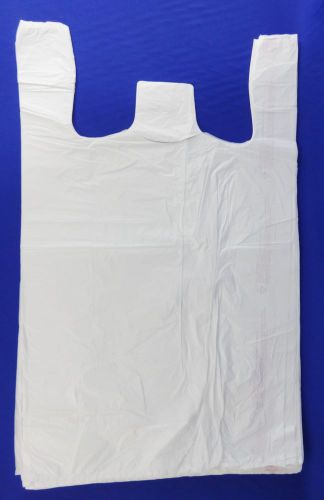 100 Qty. White Plastic T-Shirt Retail Shopping Bags w/ Handles 18&#034; x 8&#034; x 30&#034;