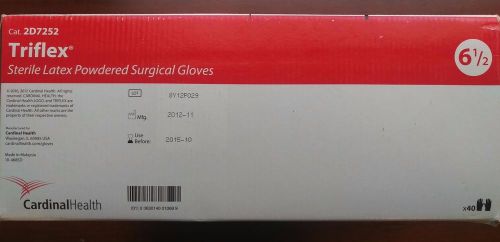 Cardinal triflex surgical gloves sterile latex powdered size 6 1/2  2d7252 new 40/bx for sale