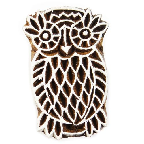 Decorative wooden textile block owl pattern ethnic printing stamp on fabric for sale