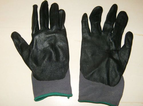 1 Lot of 12 Pair  Black Rubber Coated Cloth Work Gloves