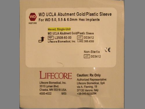 Gold UCLA WD Hexed Lifecore Keystone Restore External Hex Implant Abutment