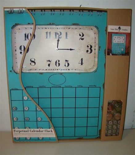 Lone Elm Vintage Rustic Perpetual Magnetic Calendar &amp; Clock Large