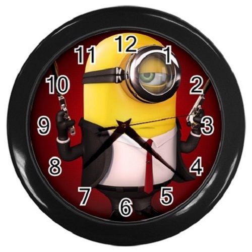 Cute Minion Hitman Despicable Me 2 Minions Wall Clock (Black) Free Shipping