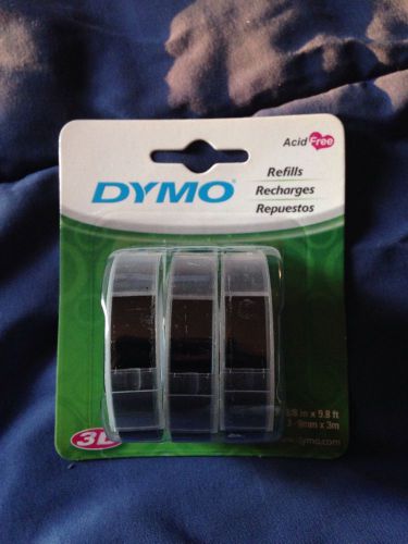 3PK BLACK Dymo 3/8&#034; Embossing Label Maker Replacement Refill Cartridges #1741670