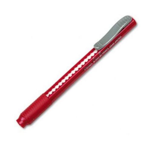 ~:~ PENTEL OF AMERICA ~:~ Clic Eraser Grip Red Barrel Pencil-Style Eraser  Polyv