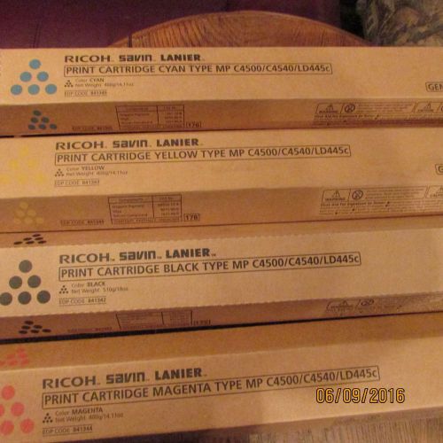 Ricoh Savin Lanier MP C4500 C4540 LD445c Color Toner Set KYMC New in Box!