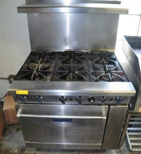 HEAVY DUTY COMMERCIAL  &#034;IMPERIAL&#034; NATURAL GAS 6 BURNERS STOVE RANGE  WITH  OVEN