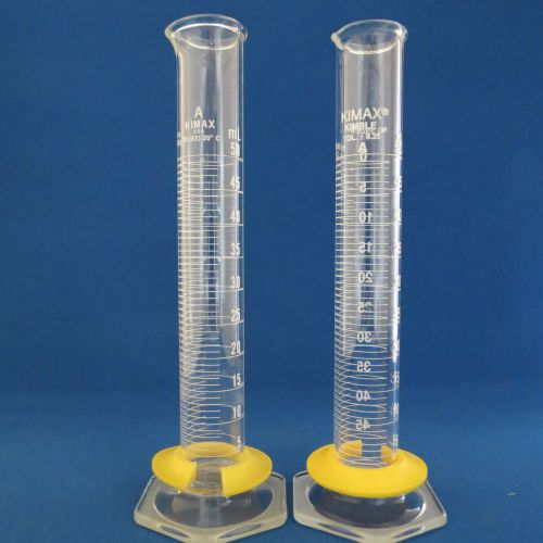 Lot of 2 kimax graduated cylinder class a 50ml # 20026/ 20028 for sale