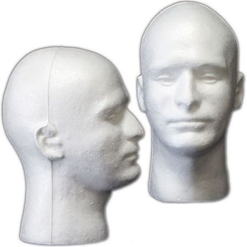 Less than perfect mn-409ltp box of 2 pcs male styrofoam mannequin head for sale