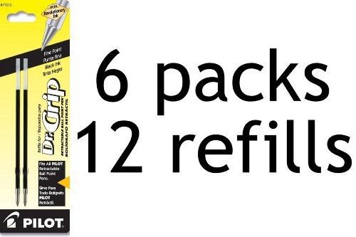 Value Pack of 6 - Pilot Dr. Grip Ballpoint Ink Refill, 2-Pack for Retractable
