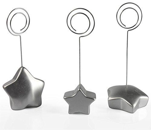 Displays2go set of 45 memo clip place card holders, assorted star bases, silver for sale
