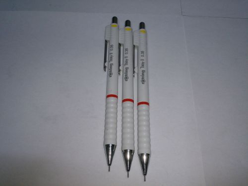 LOT OF 3 NEW WHITE ROTRING TIKKY II (2) Mechanical Pencil 0.35 mm HB GERMANY