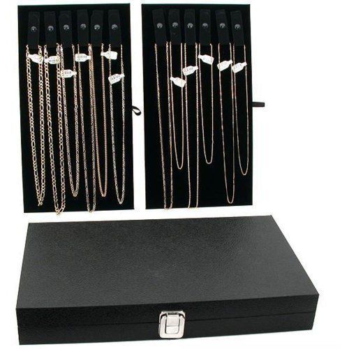 Wood Jewelry Display Case With 2 Necklace Inserts New
