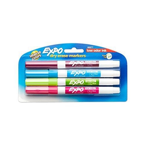 Expo 2 Low-Odor Dry Erase Markers, Fine Point, 4-Pack, Fashion Colors