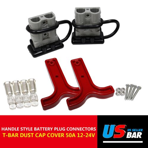 2 set battery connector kit quick connect/disconnect w/t-bar handle &amp; boot caps for sale