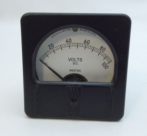 Vintage WESTON Bakelite Analog Panel DC Model 1301 Voltmeter 0-100 Volts Meter