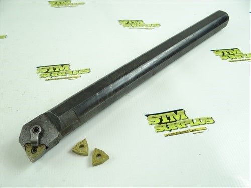 Nice carboloy 1-1/4&#034; x 14&#034; shank indexable boring bar w/ inserts s1-mwlnr + inse for sale