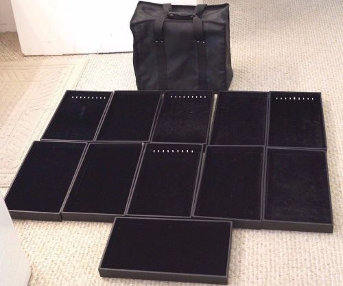 JEWELRY CARRYING CASE &amp; 10 TRAYS LOT TRAVEL PORTABLE SHOWCASE DISPLAY