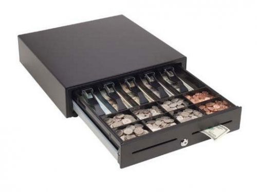Mmf val-u-line pos cash drawer 16 x 16 black 4 bill 8 coin mmf-vl1616e-04 new for sale