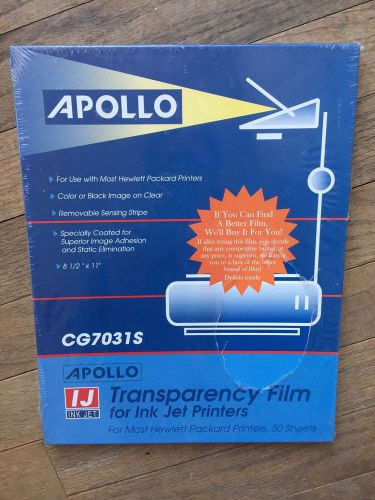 New &amp; Sealed APOLLO TRANSPARENCY FILM for Laser Printers CG703, 50 Sheet Box NIP