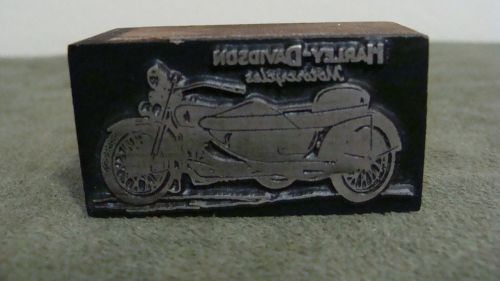 Rare vintage harley davidson motorcycle side car logo printing type block for sale