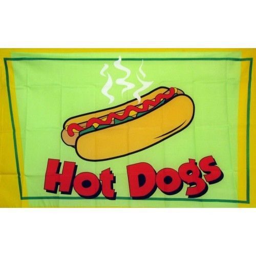 2 Hot Dogs Flag 3ft x 5ft Banner (pair)